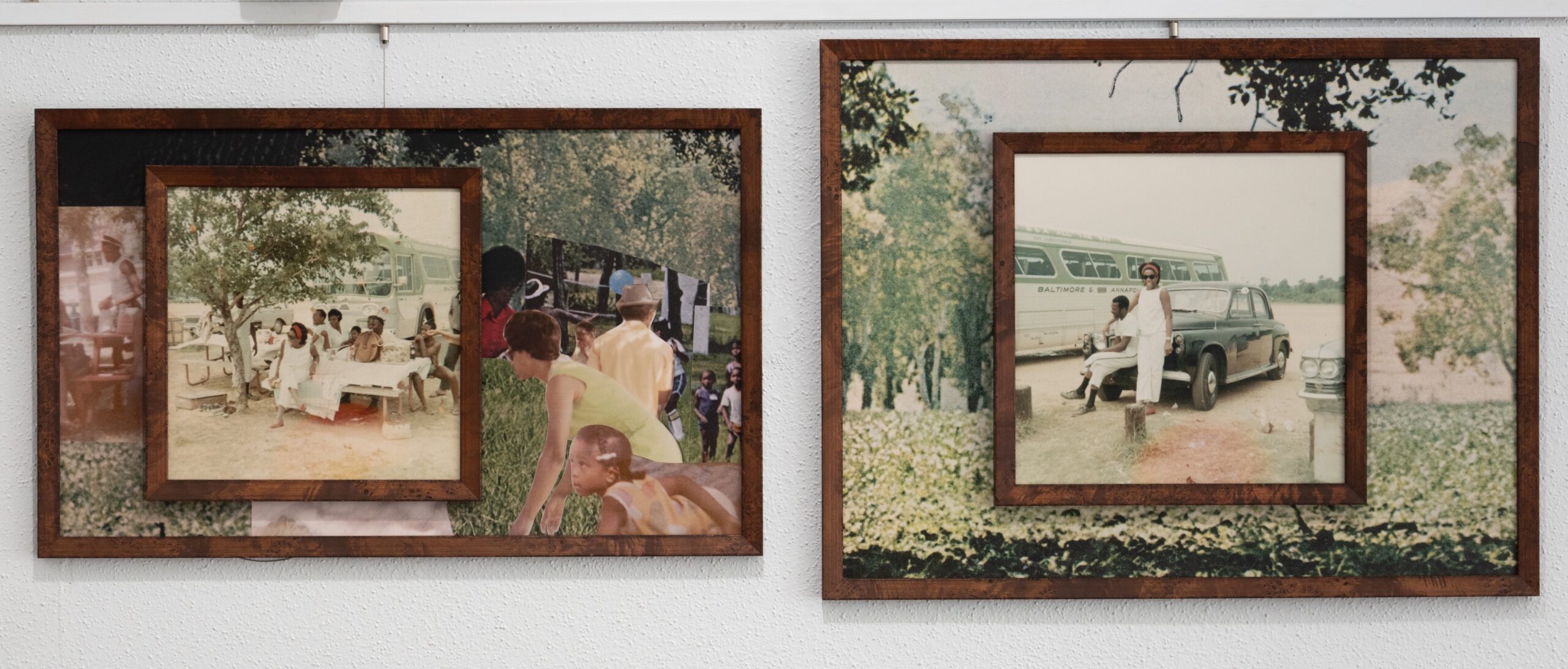 Bria Sterling-Wilson.
Collage
of
found imagery
and
family photographs
on paper. 18
3/4 x 30 in. (left) and 23 x 30 in. (right)